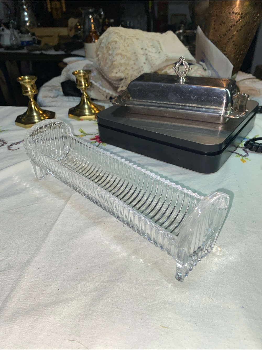 Vintage Godinger Harmony Crystal Cracker Tray / Cracker Boat